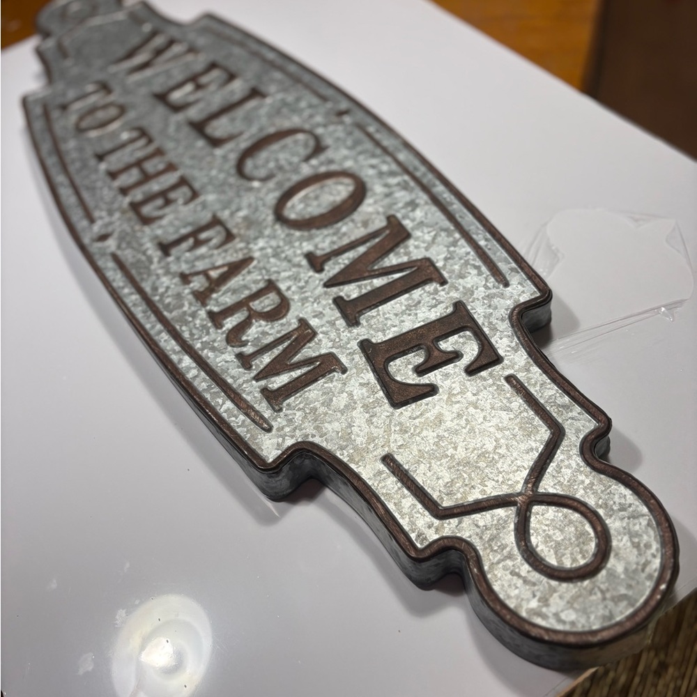 galvanized metal "Welcome to the Farm" sign wall welcome - Picture 5 of 10